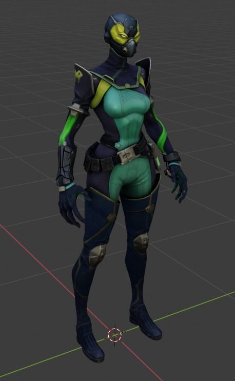 Viper female character in overwatch Low-poly 3D model_3