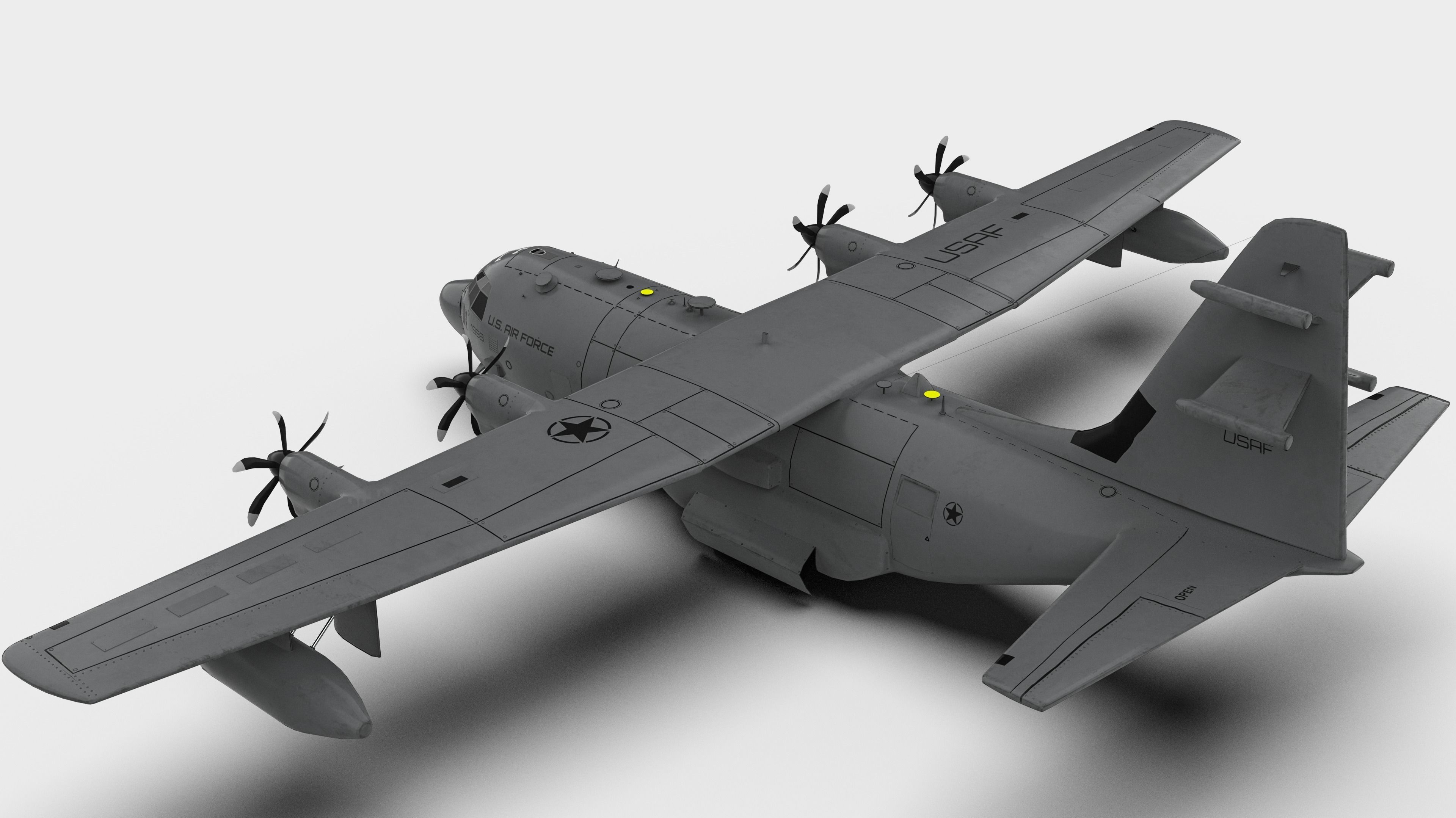 Lockheed Martin EC-130J  - COMMANDO PSYOPS Aircraft - Low-poly 3D model_3