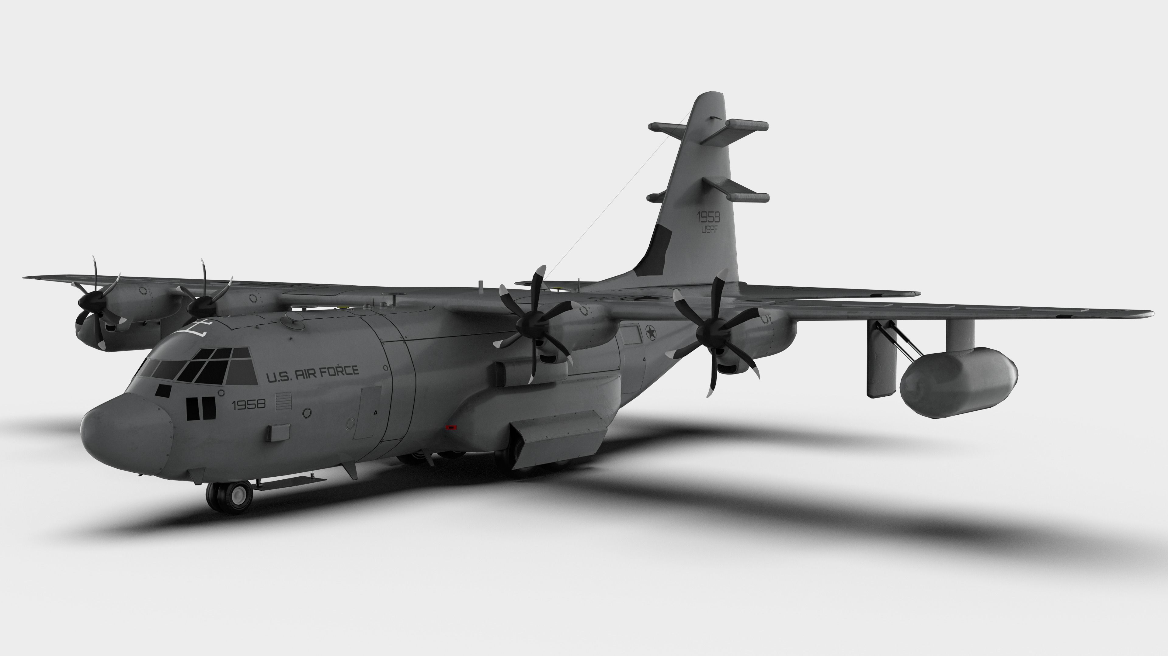 Lockheed Martin EC-130J  - COMMANDO PSYOPS Aircraft - Low-poly 3D model_4