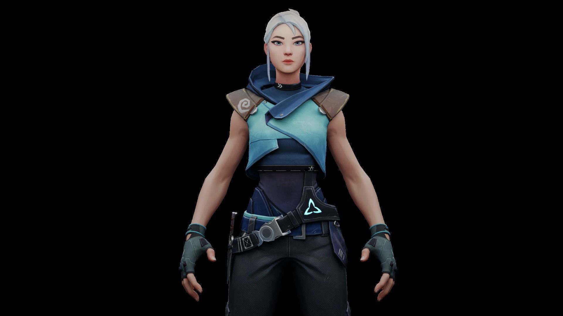 Jett - character from Valorant - textured and rigged Low-poly 3D model_1