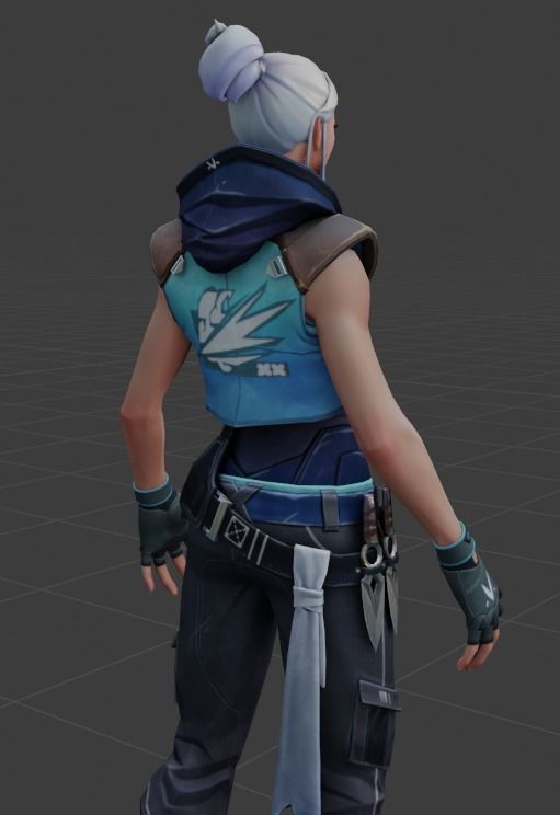 Jett - character from Valorant - textured and rigged Low-poly 3D model_4