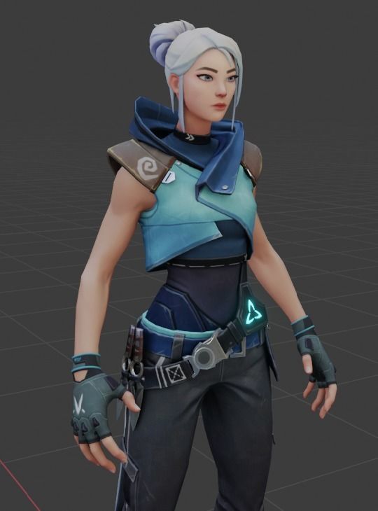 Jett - character from Valorant - textured and rigged Low-poly 3D model_3