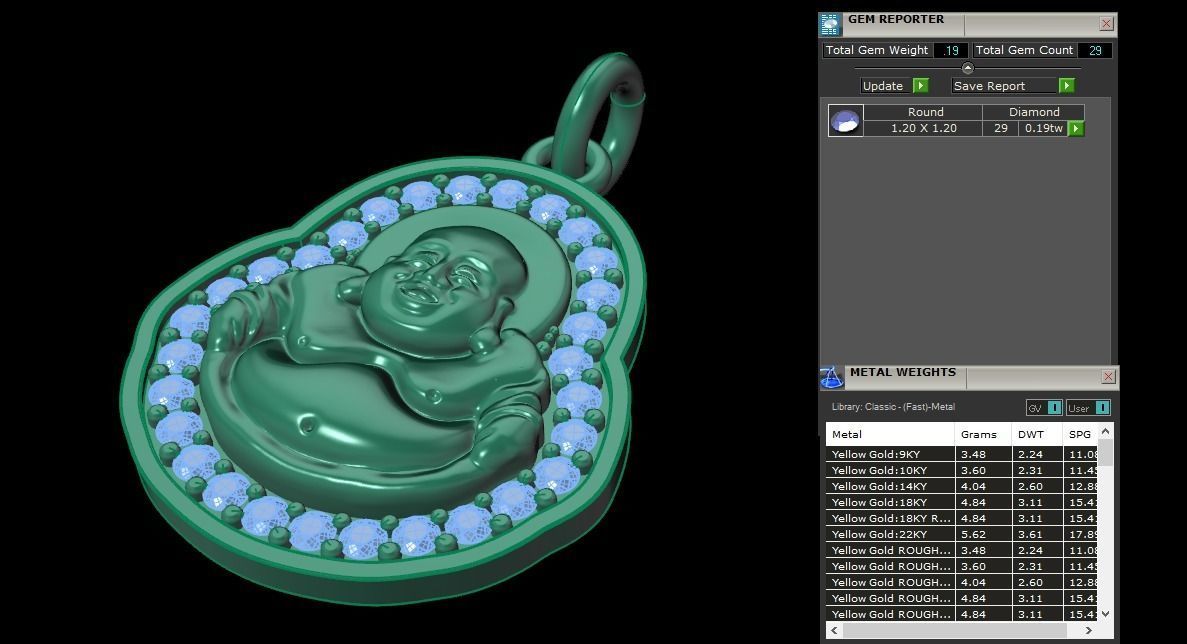 Happy Buddha Diamond Pendant 16mm30 Length Small Size 3D print model_10
