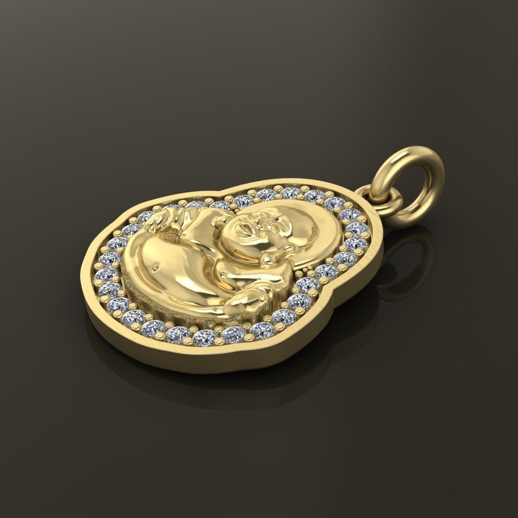 Happy Buddha Diamond Pendant 16mm30 Length Small Size 3D print model_5