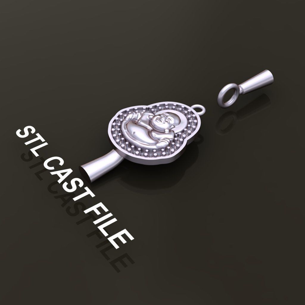 Happy Buddha Diamond Pendant 16mm30 Length Small Size 3D print model_8
