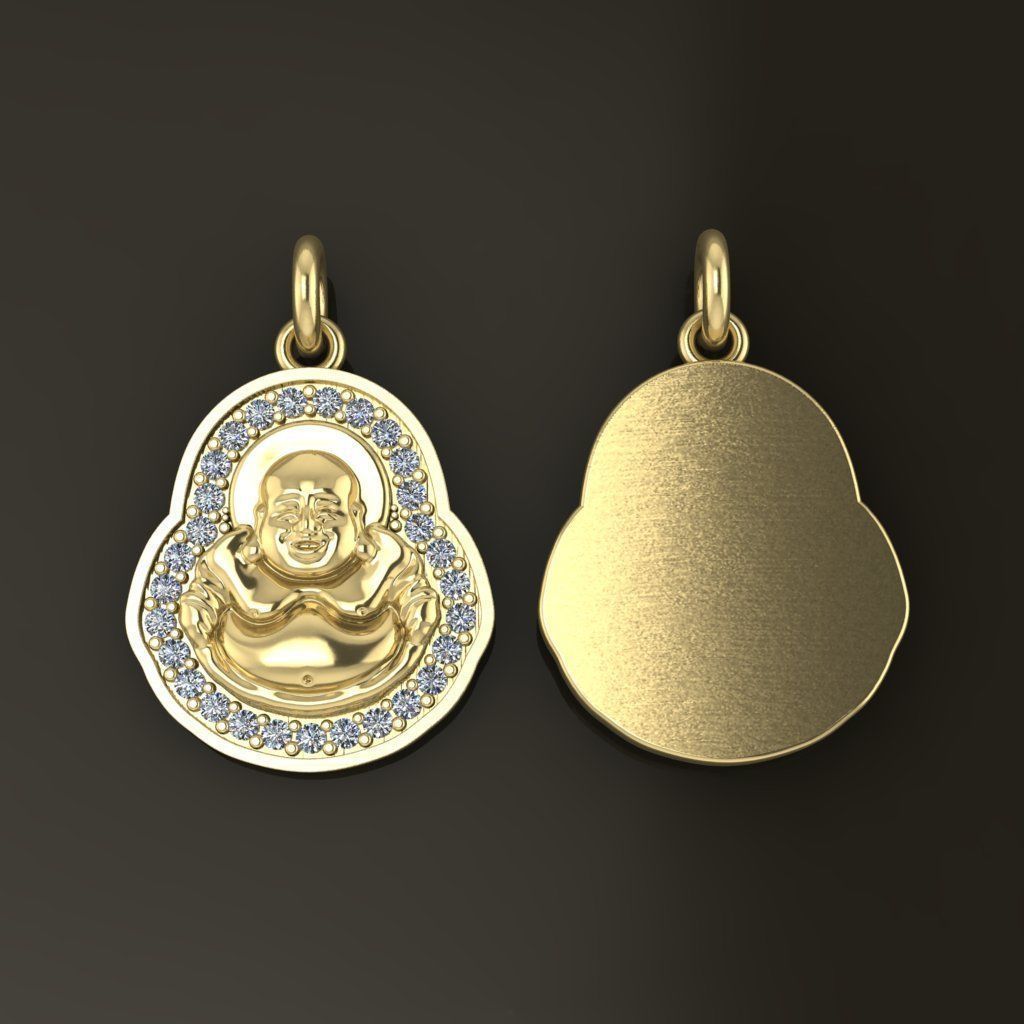 Happy Buddha Diamond Pendant 16mm30 Length Small Size 3D print model_7