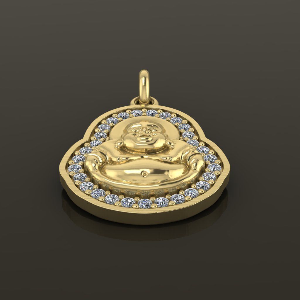Happy Buddha Diamond Pendant 16mm30 Length Small Size 3D print model_4