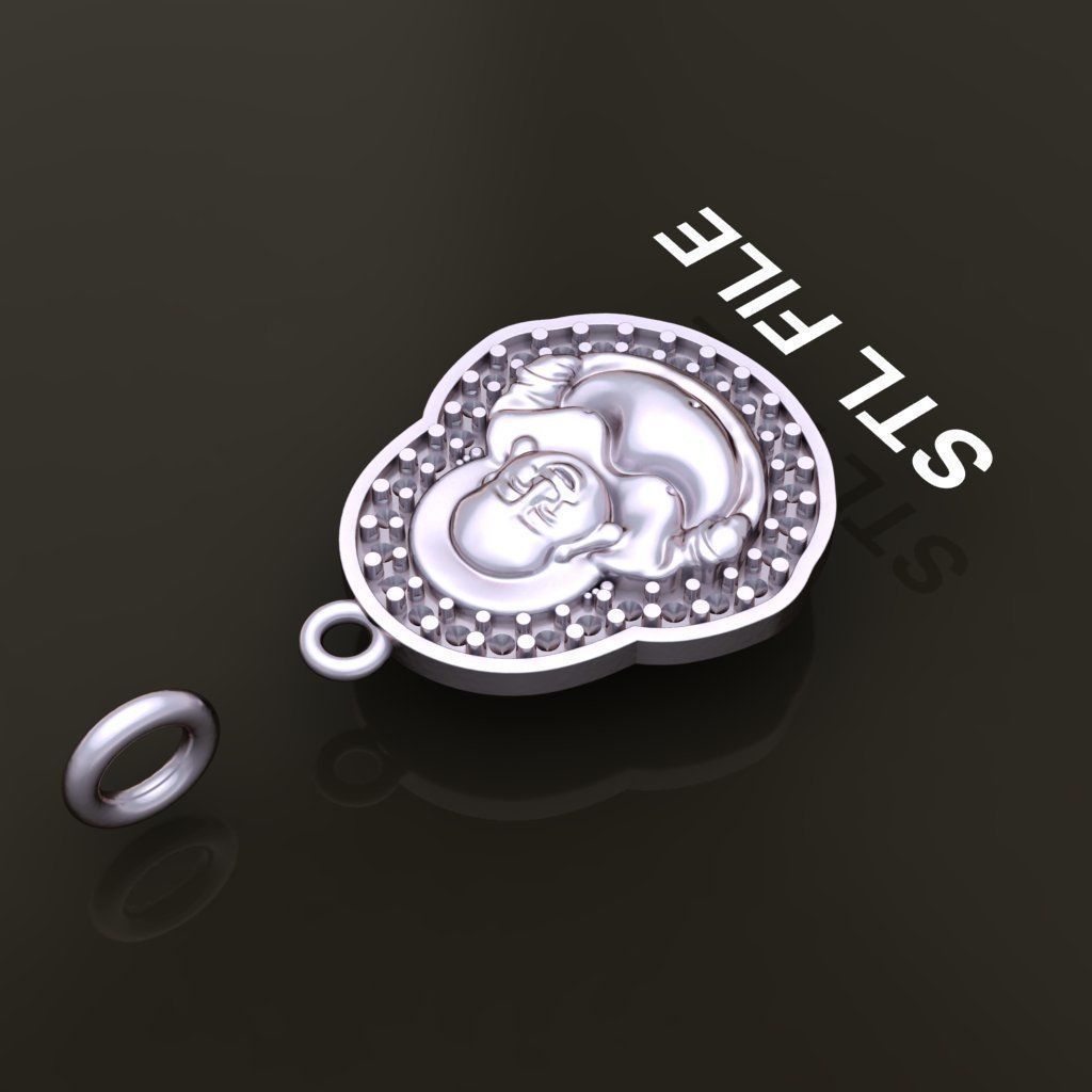Happy Buddha Diamond Pendant 16mm30 Length Small Size 3D print model_9