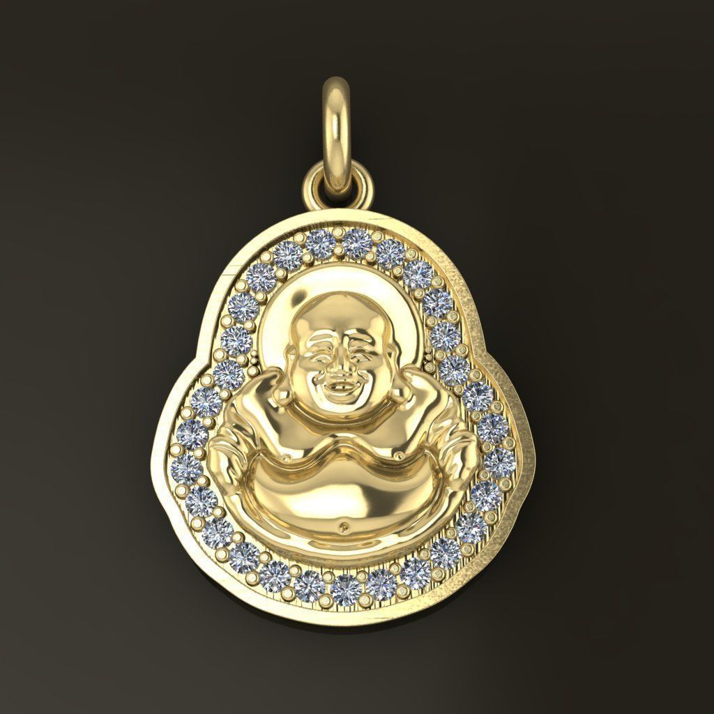 Happy Buddha Diamond Pendant 16mm30 Length Small Size 3D print model_3