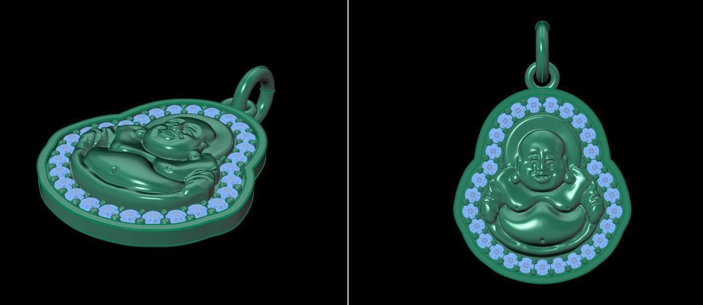 Happy Buddha Diamond Pendant 16mm30 Length Small Size 3D print model_14