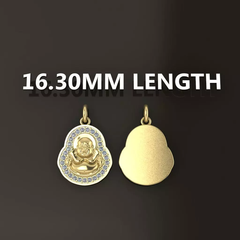 Happy Buddha Diamond Pendant 16mm30 Length Small Size 3D print model_0