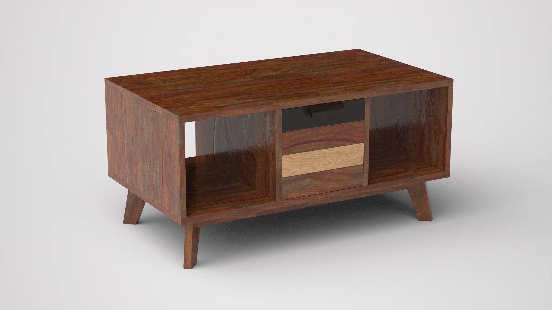 Monet Coffee Table Teak wood Low-poly 3D model_5