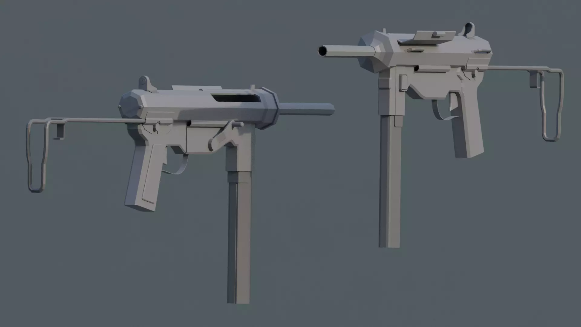 Grease Gun M3 - Low Poly Low-poly 3D model_0