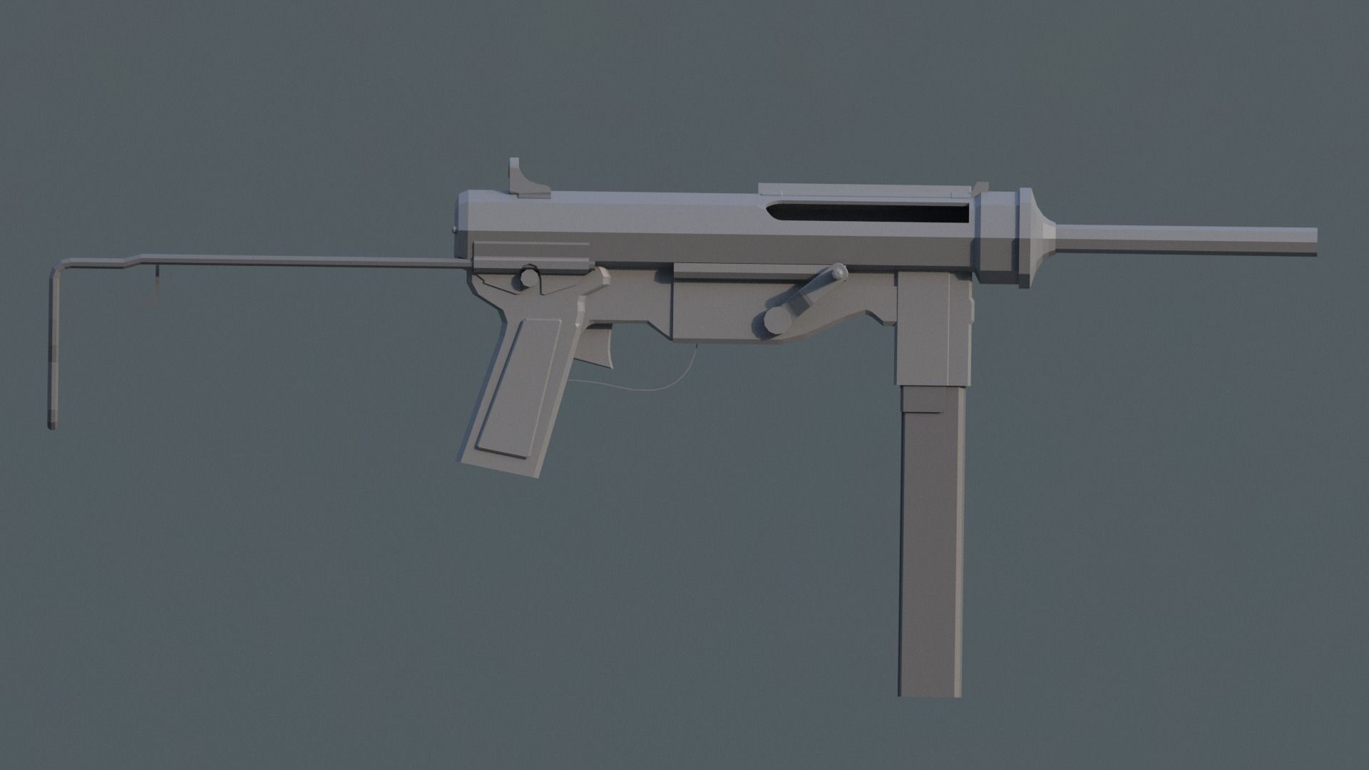 Grease Gun M3 - Low Poly Low-poly 3D model_1