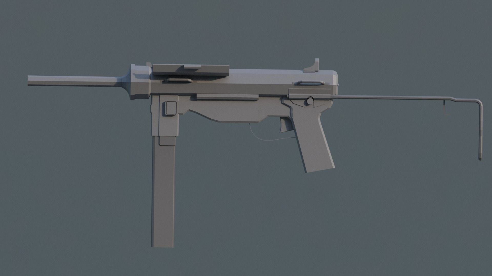 Grease Gun M3 - Low Poly Low-poly 3D model_2