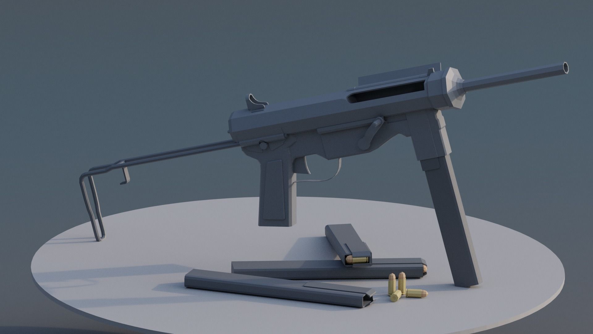 Grease Gun M3 - Low Poly Low-poly 3D model_5
