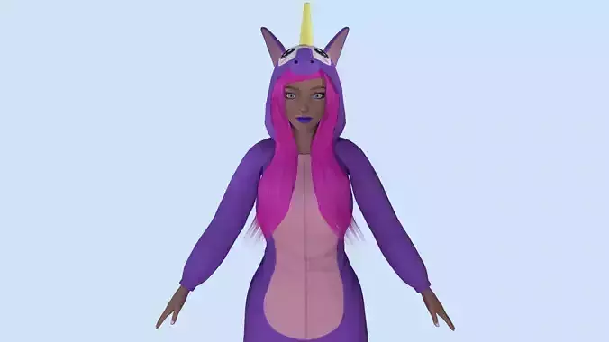 Girl kigurumi unicorn Low-poly 3D model