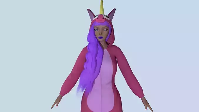 Girl kigurumi unicorn 2 Low-poly 3D model