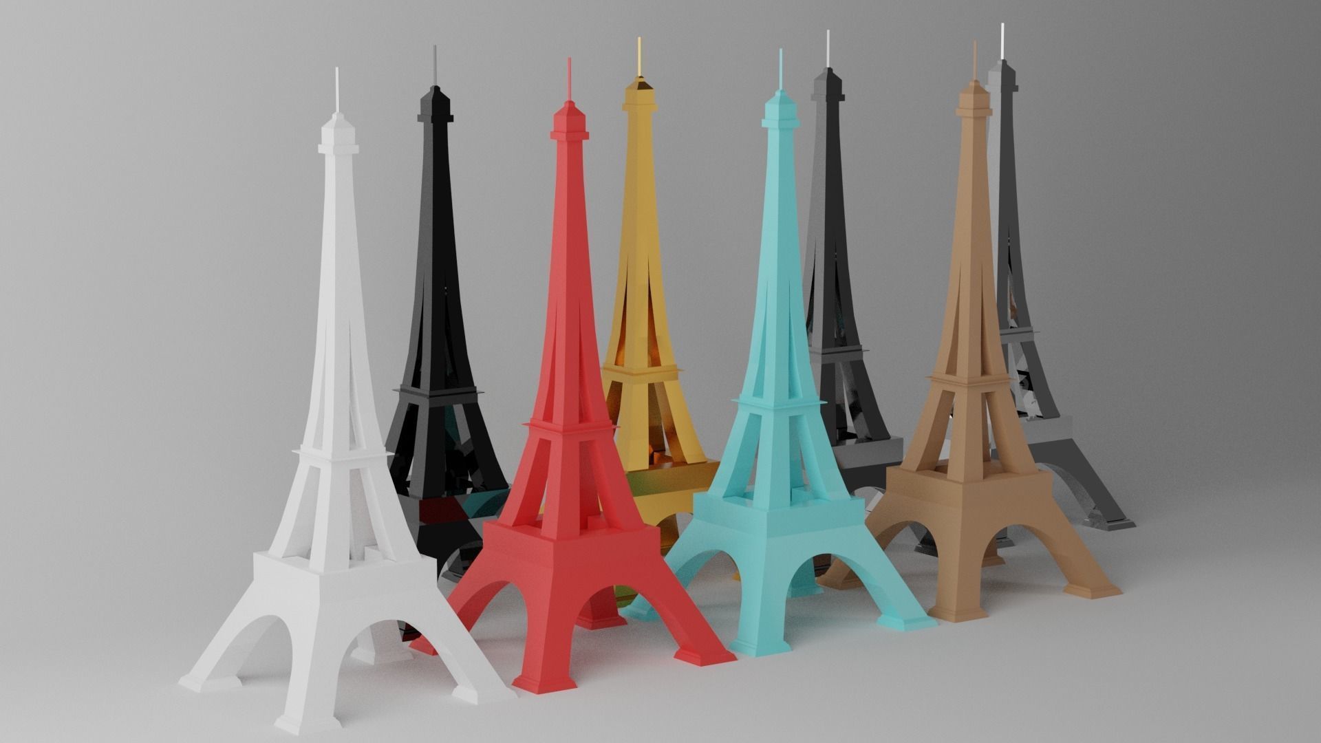Toy Paris Eiffel Tower Landmark Low-poly 3D model_2