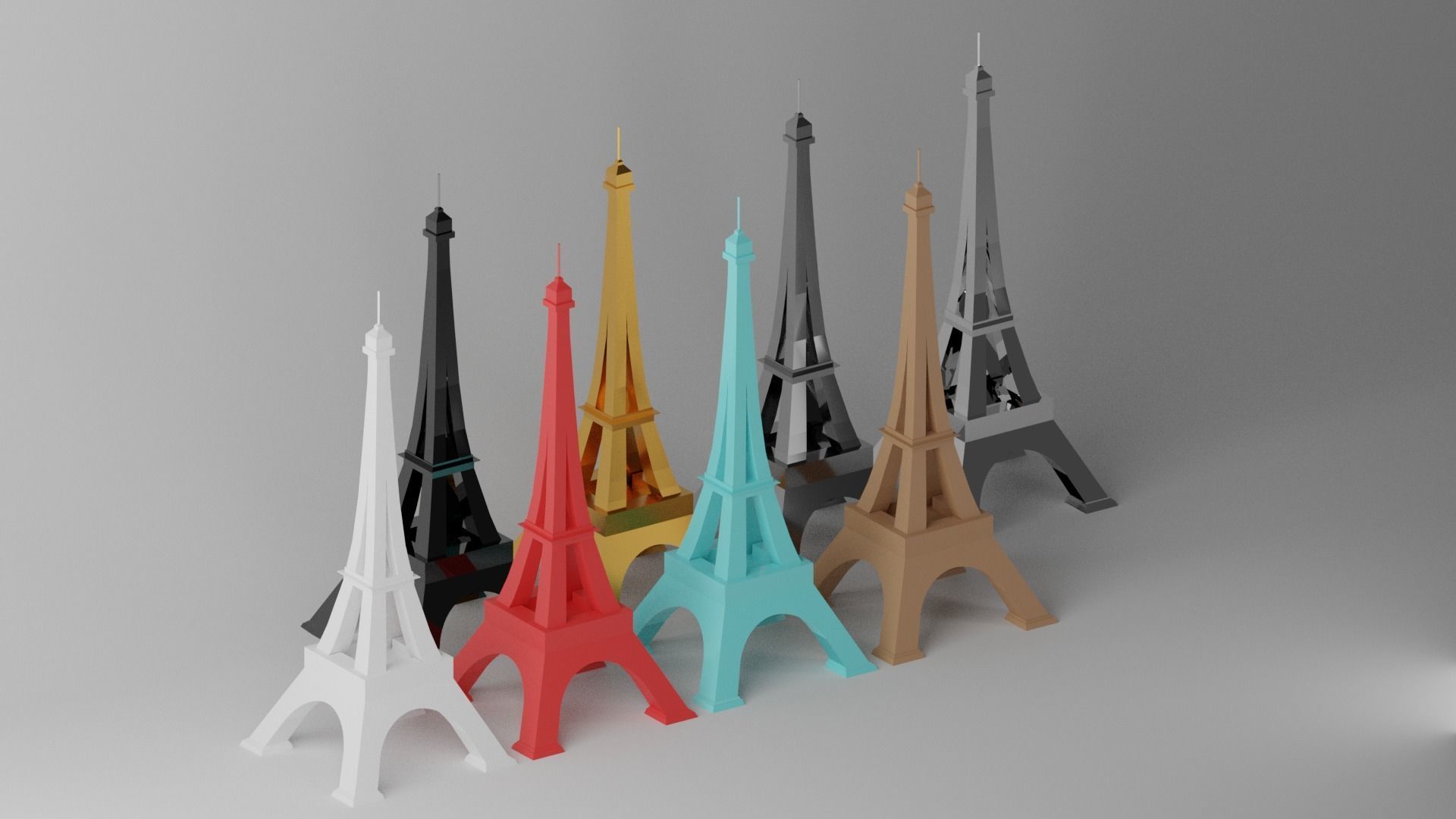 Toy Paris Eiffel Tower Landmark Low-poly 3D model_4