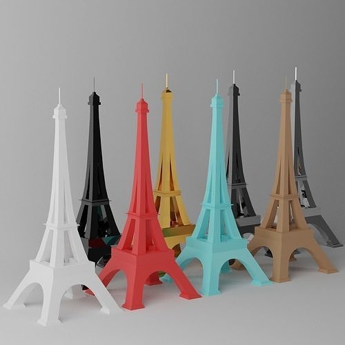 Toy Paris Eiffel Tower Landmark Low-poly 3D model