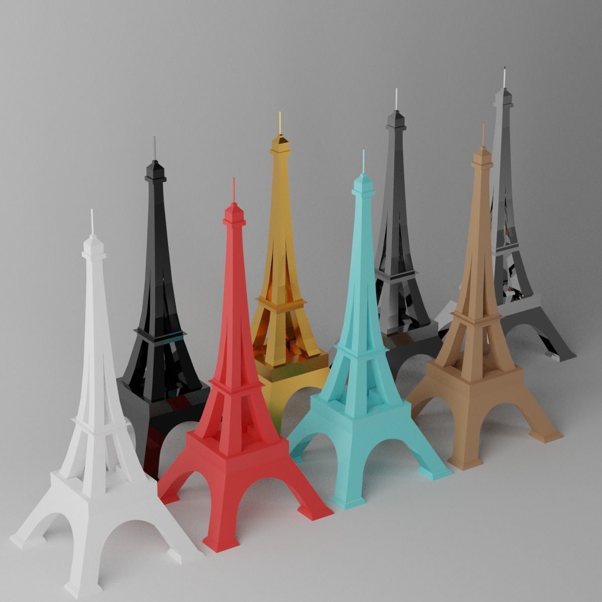 Toy Paris Eiffel Tower Landmark Low-poly 3D model_1