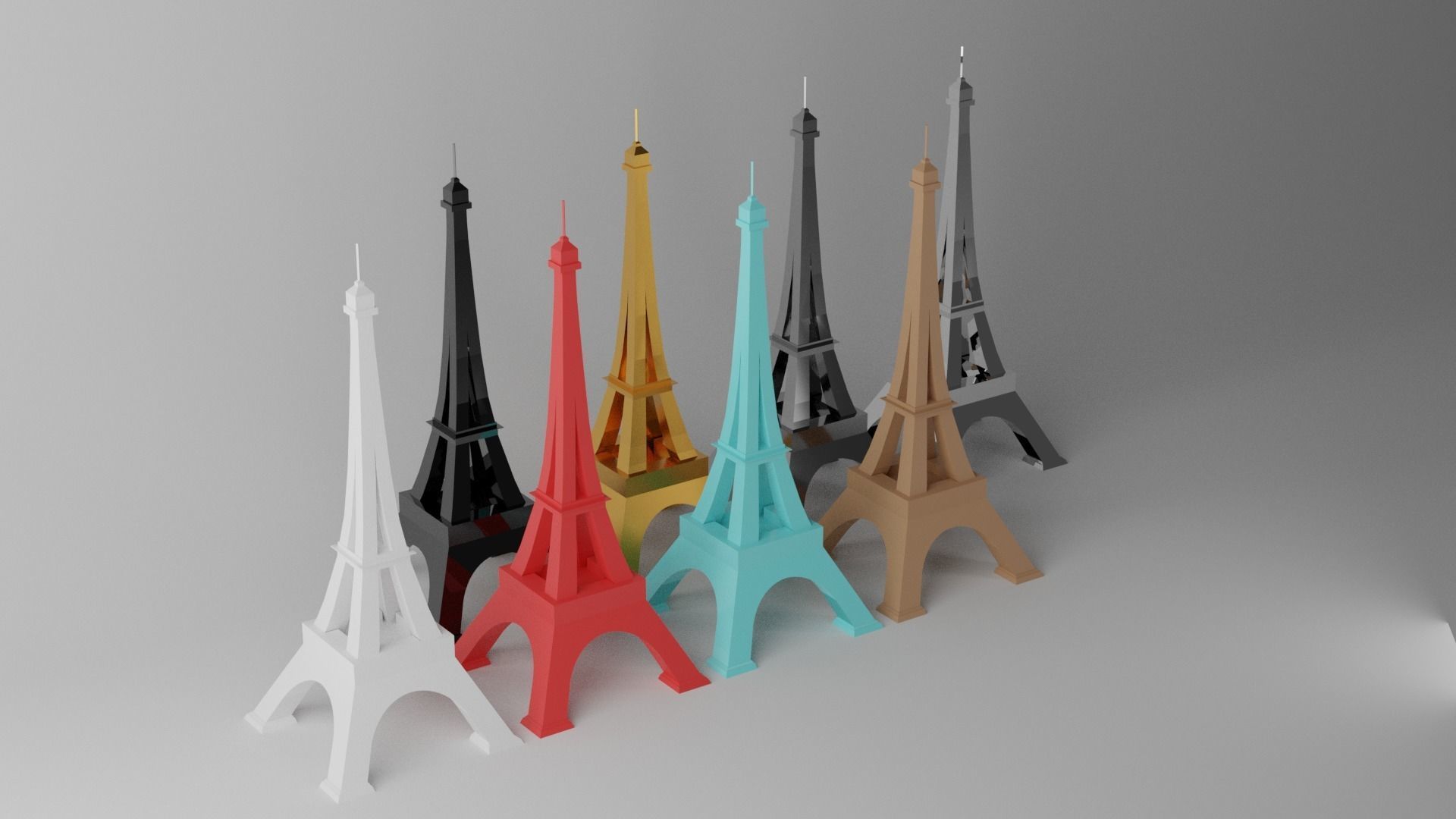 Toy Paris Eiffel Tower Landmark Low-poly 3D model_7