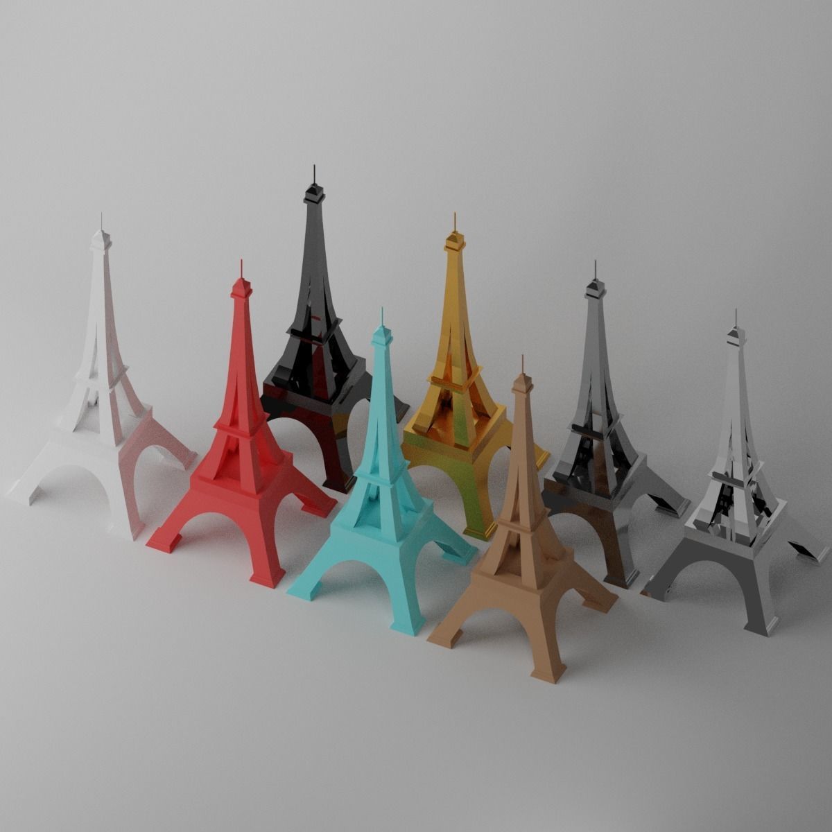 Toy Paris Eiffel Tower Landmark Low-poly 3D model_9