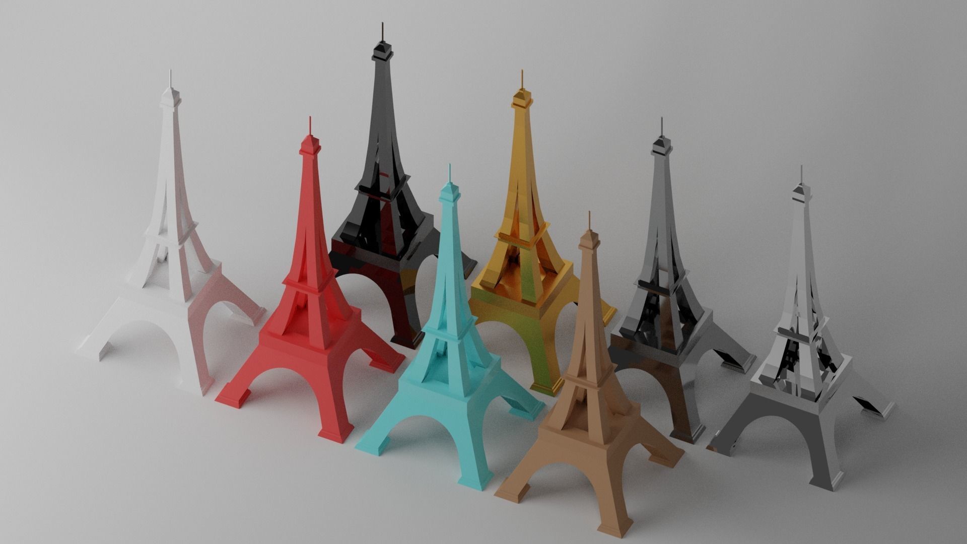 Toy Paris Eiffel Tower Landmark Low-poly 3D model_8