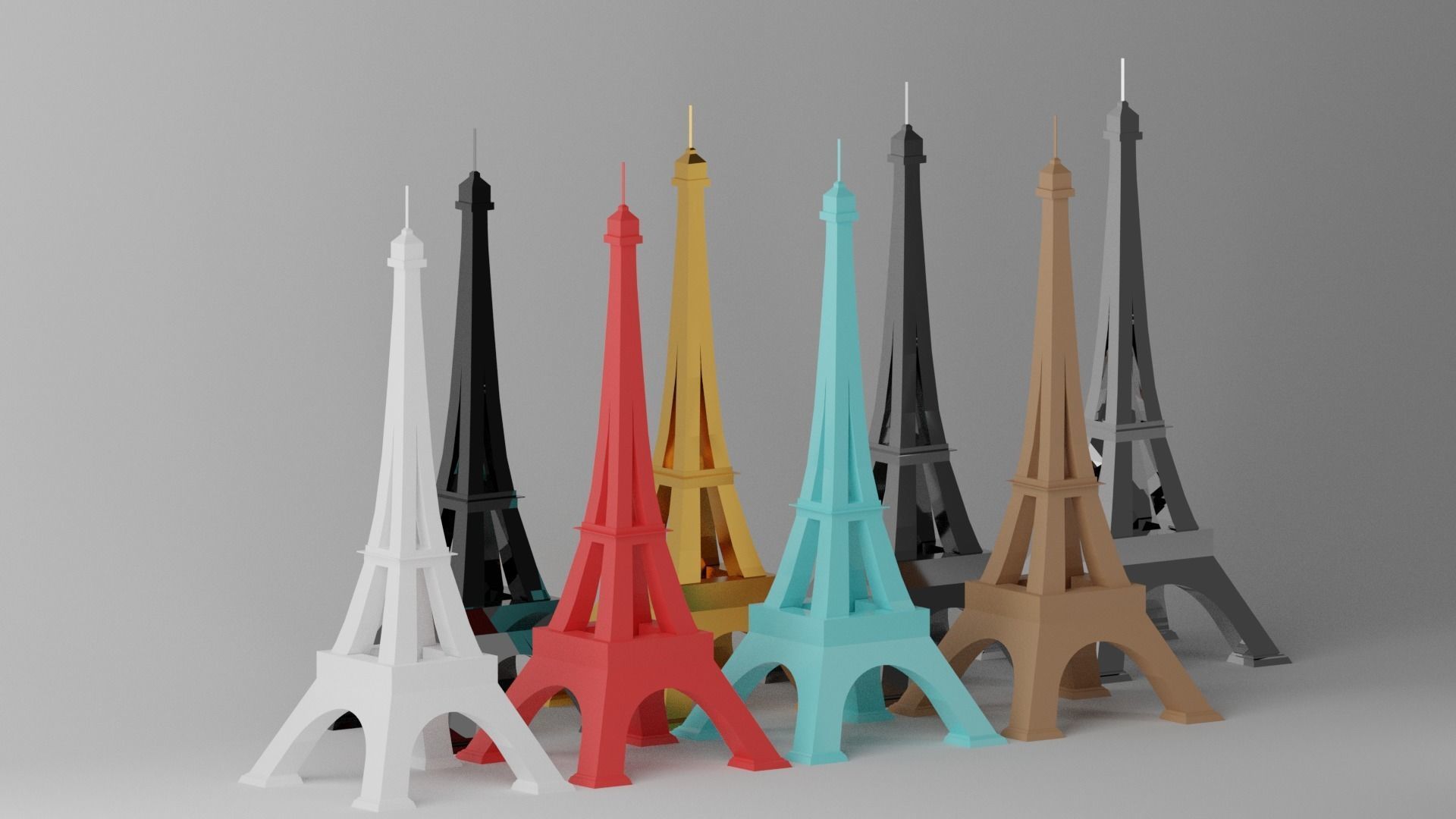 Toy Paris Eiffel Tower Landmark Low-poly 3D model_3