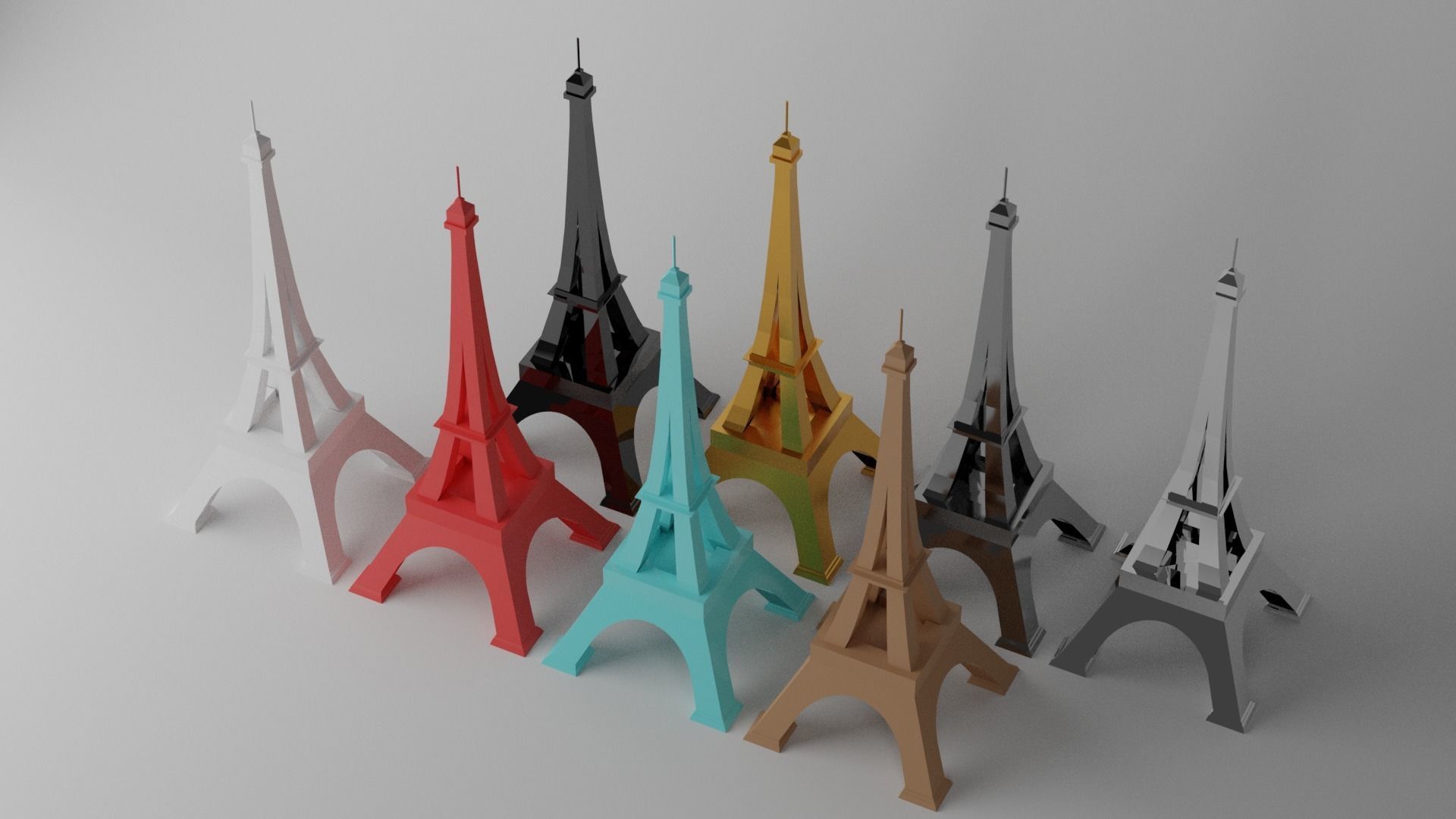 Toy Paris Eiffel Tower Landmark Low-poly 3D model_6