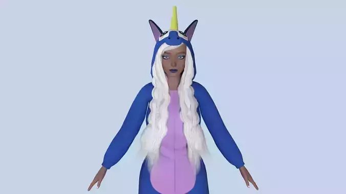 Girl kigurumi unicorn 3 Low-poly 3D model