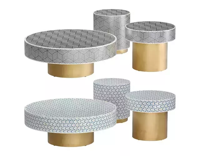 Anthropologie Targua Optical Bone Inlay Tables 3D model