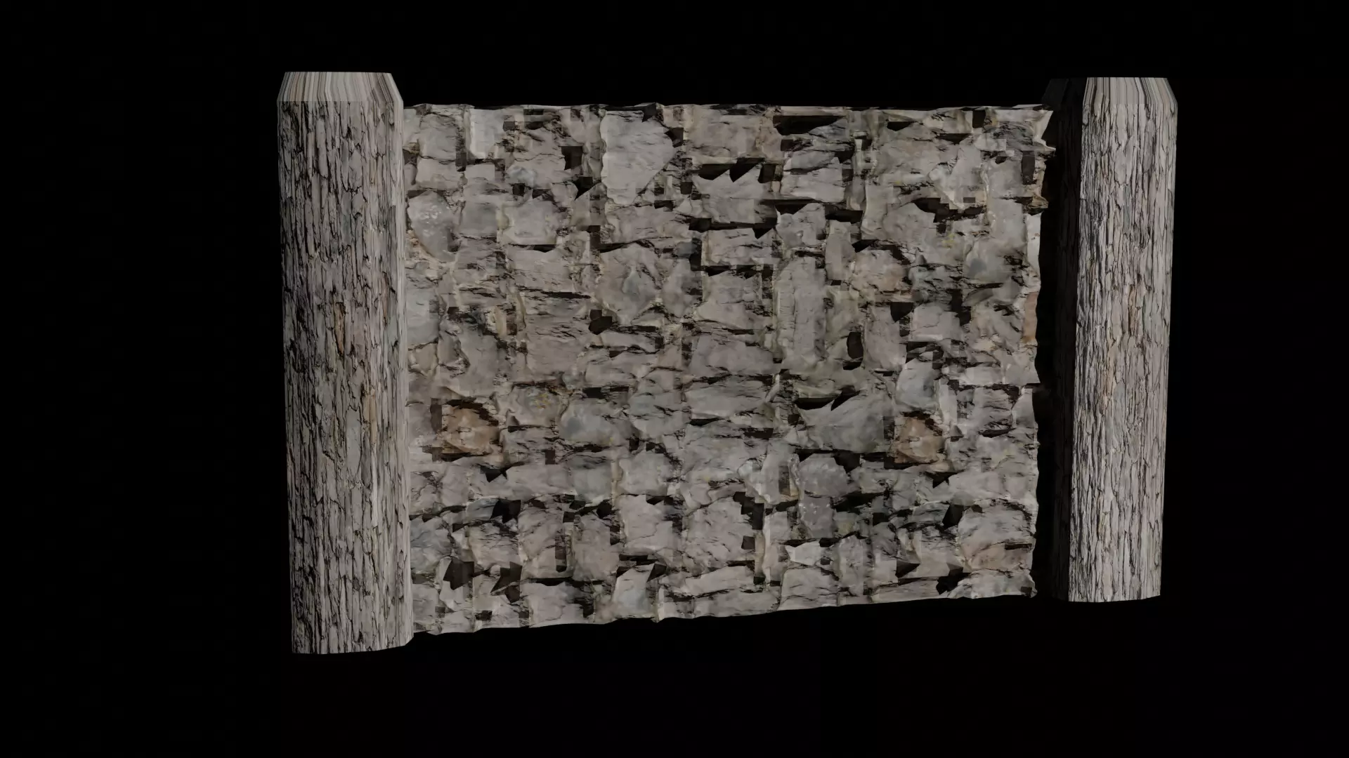 Free Game Ready PBR Textured Broken Wall Free 3D model_0