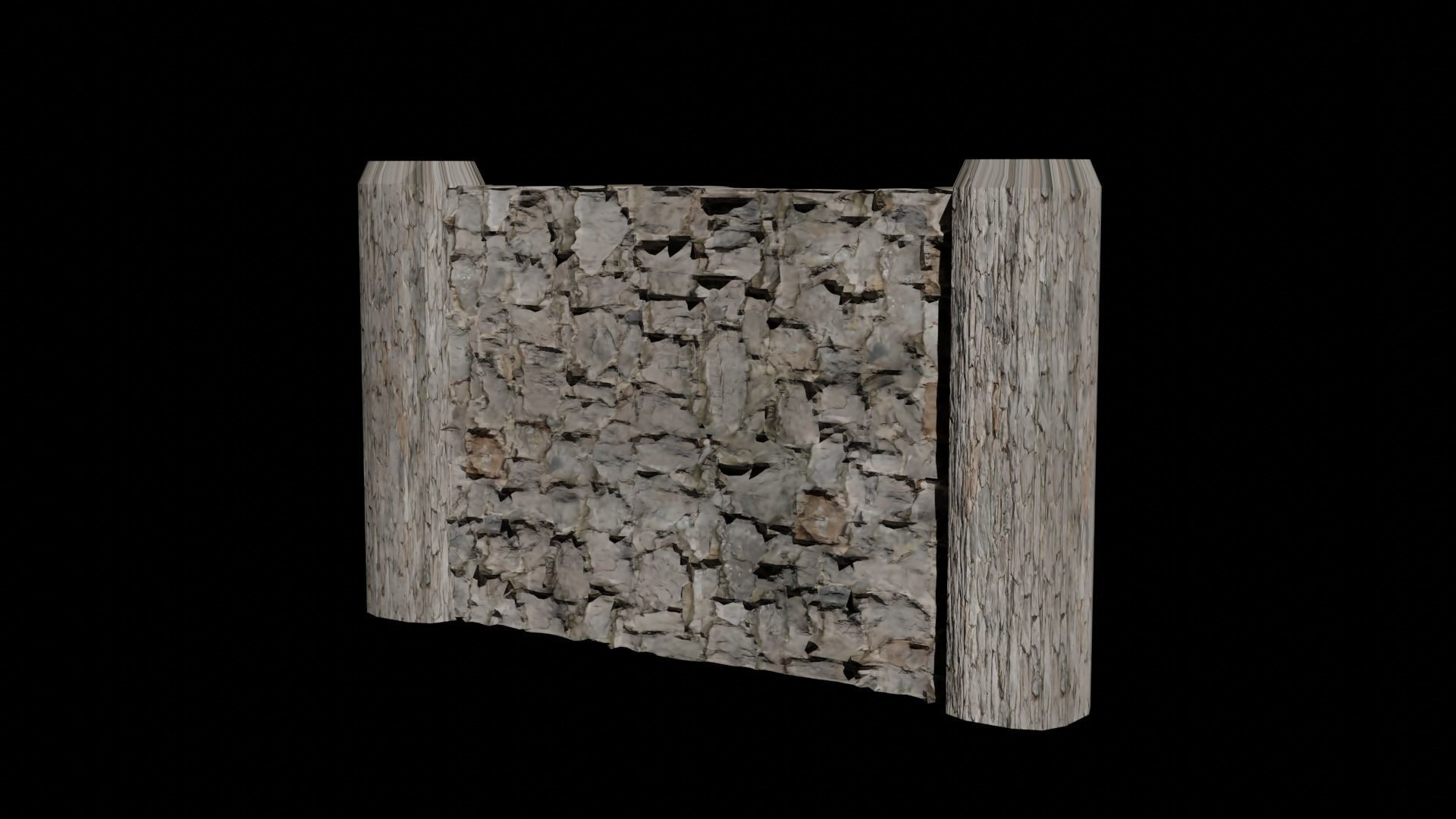 Free Game Ready PBR Textured Broken Wall Free 3D model_1