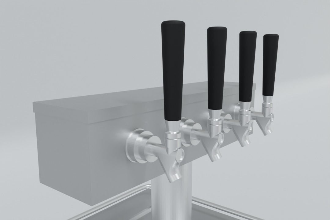 4-Tap Kegerator Beer Fridge 3D model_4