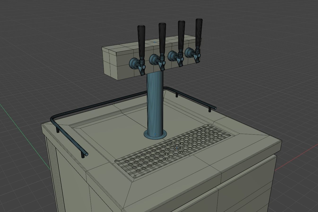 4-Tap Kegerator Beer Fridge 3D model_7