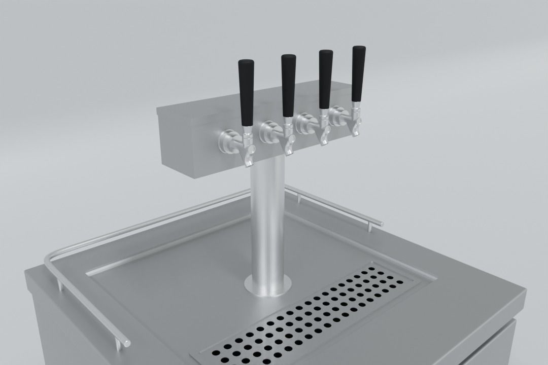 4-Tap Kegerator Beer Fridge 3D model_1