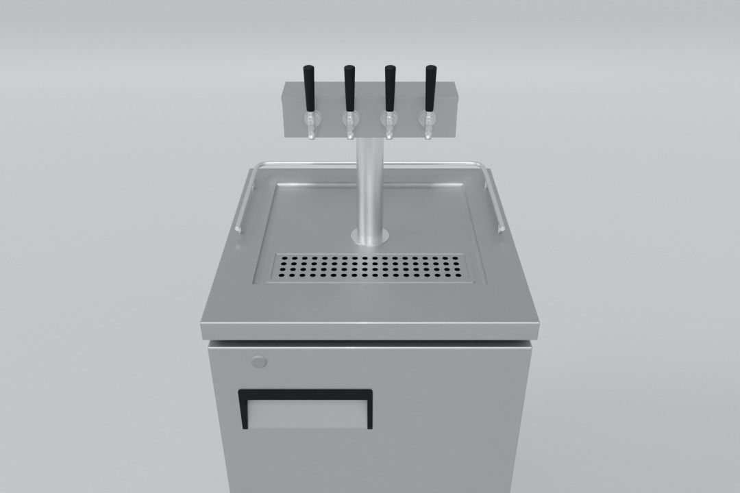 4-Tap Kegerator Beer Fridge 3D model_2