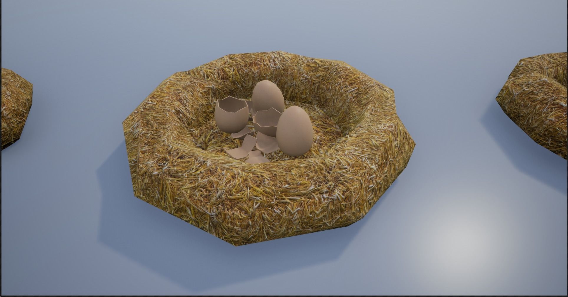 Birdnests and Eggs hatched and remains Low-poly 3D model_9