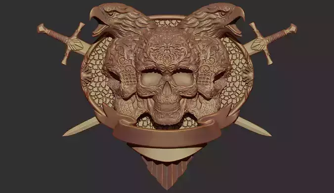 Skull Shield Eagle Head and Sword