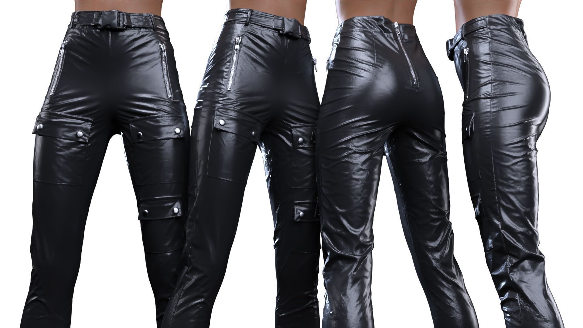 Bags And Zippers Vinyl Trousers 3D model_10