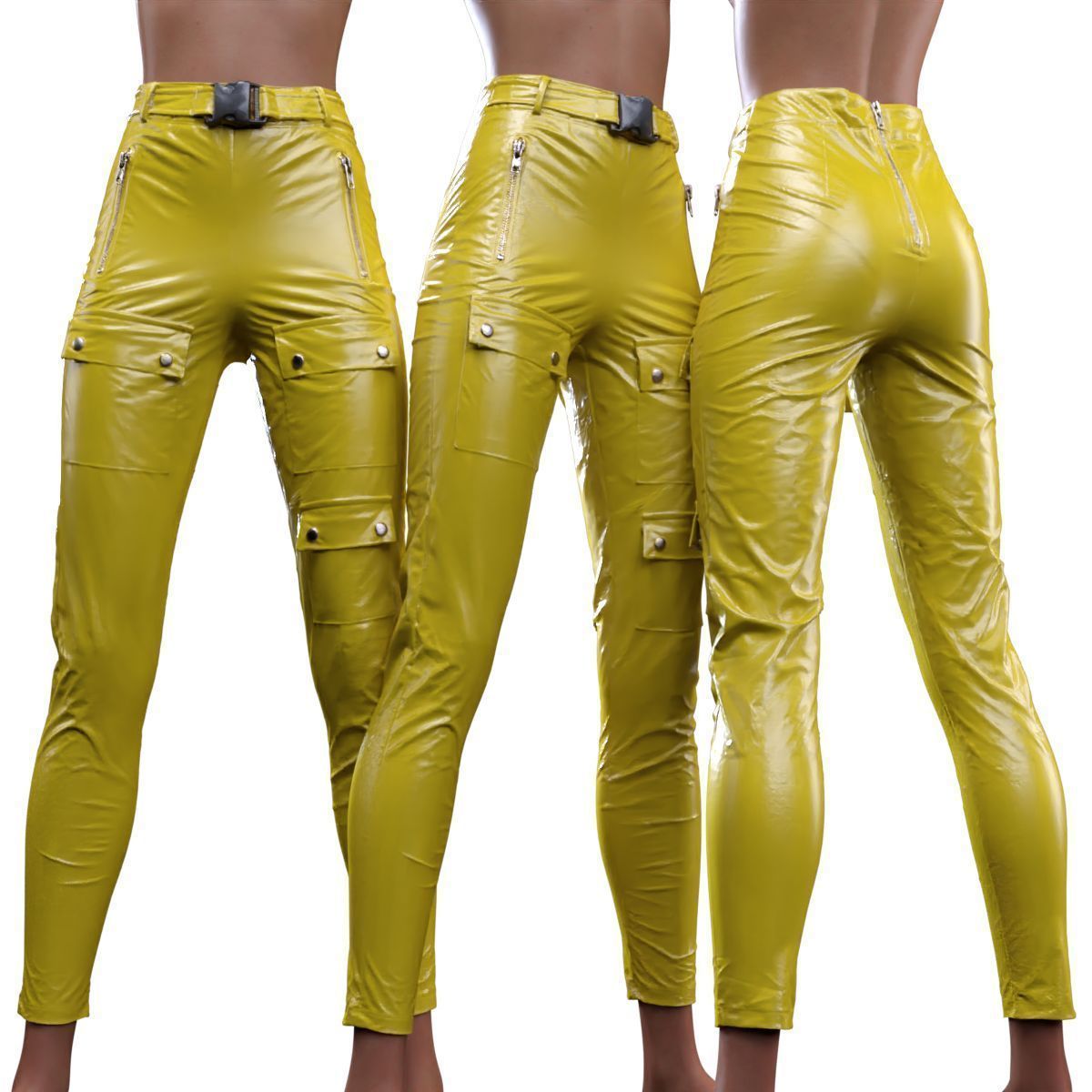 Bags And Zippers Vinyl Trousers 3D model_3
