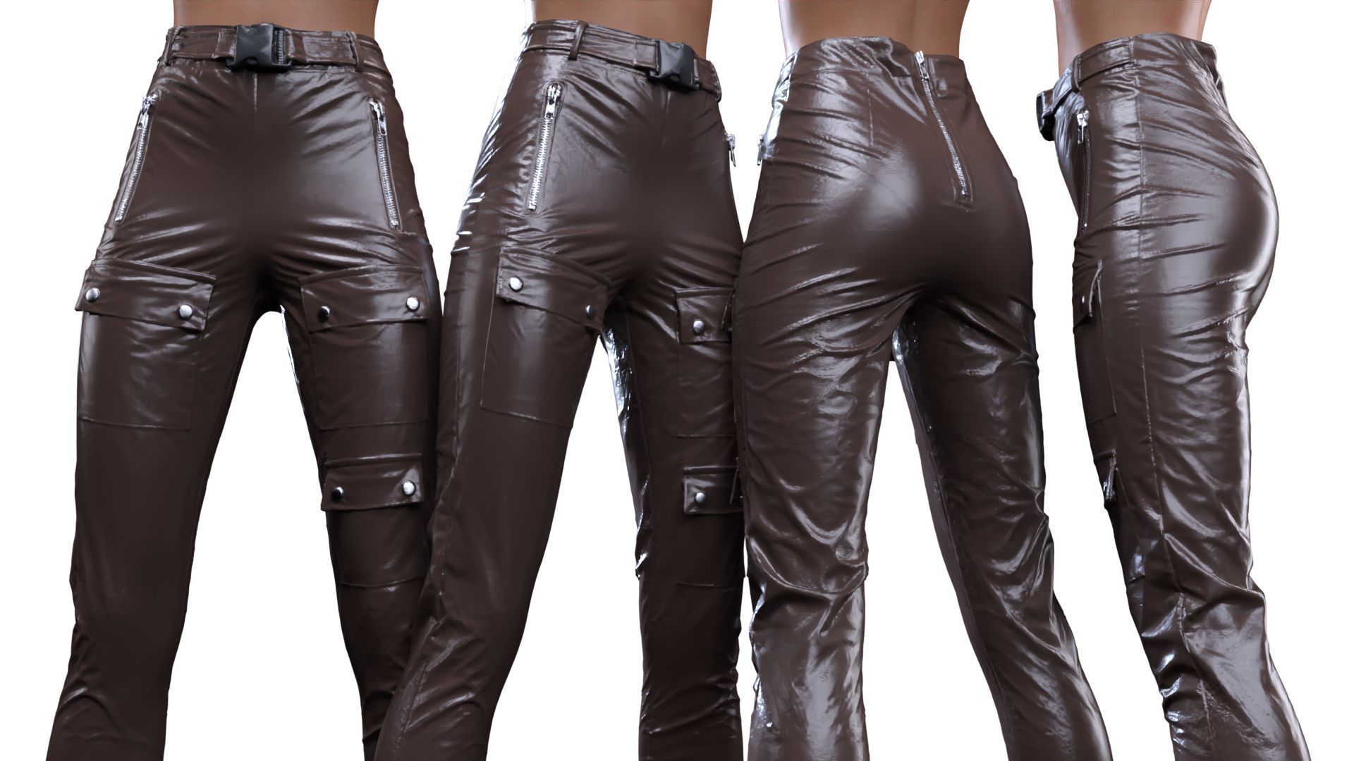 Bags And Zippers Vinyl Trousers 3D model_9