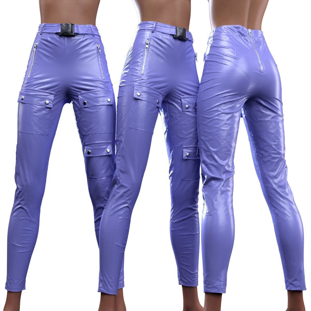 Bags And Zippers Vinyl Trousers 3D model_5