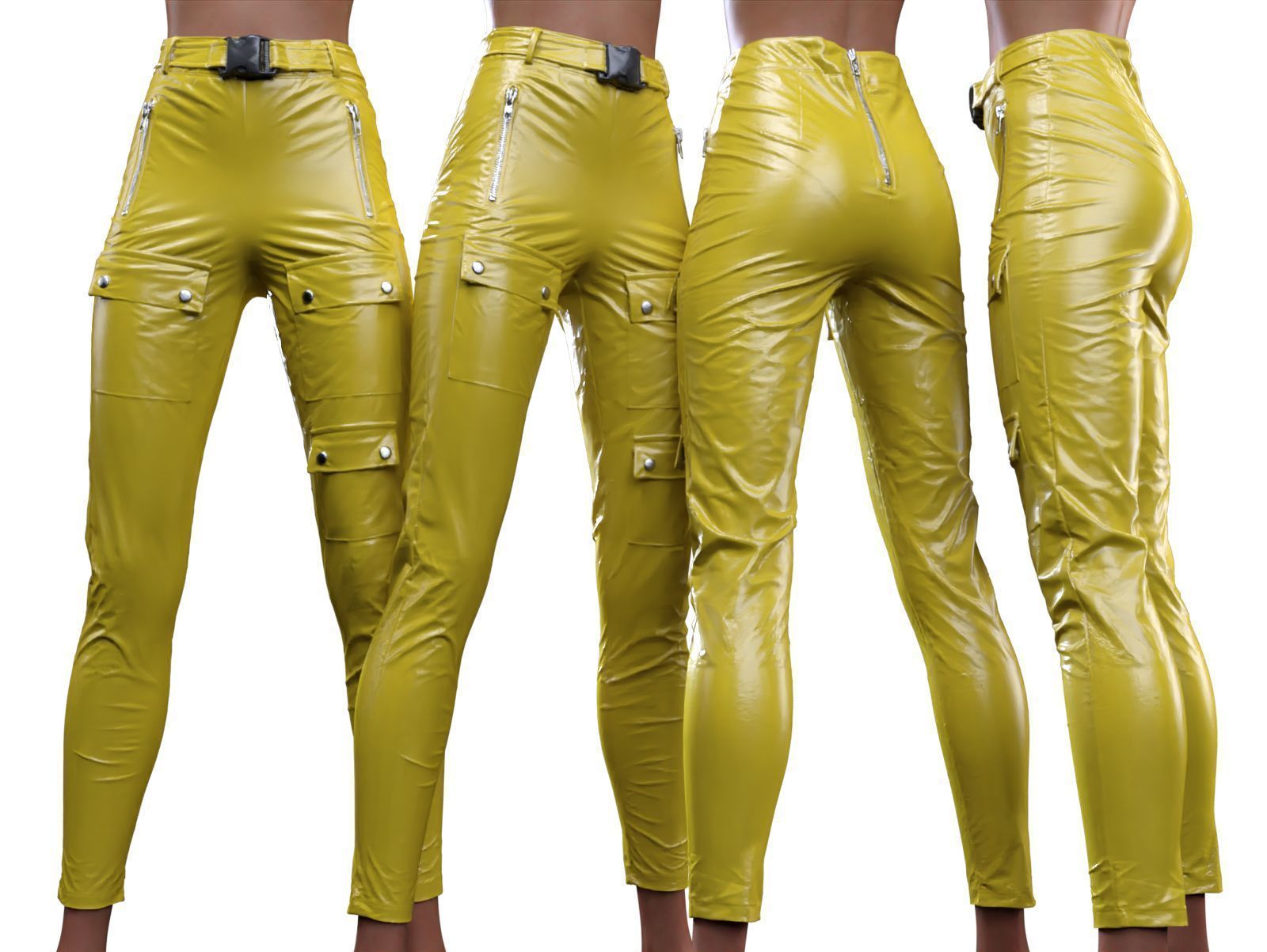 Bags And Zippers Vinyl Trousers 3D model_2