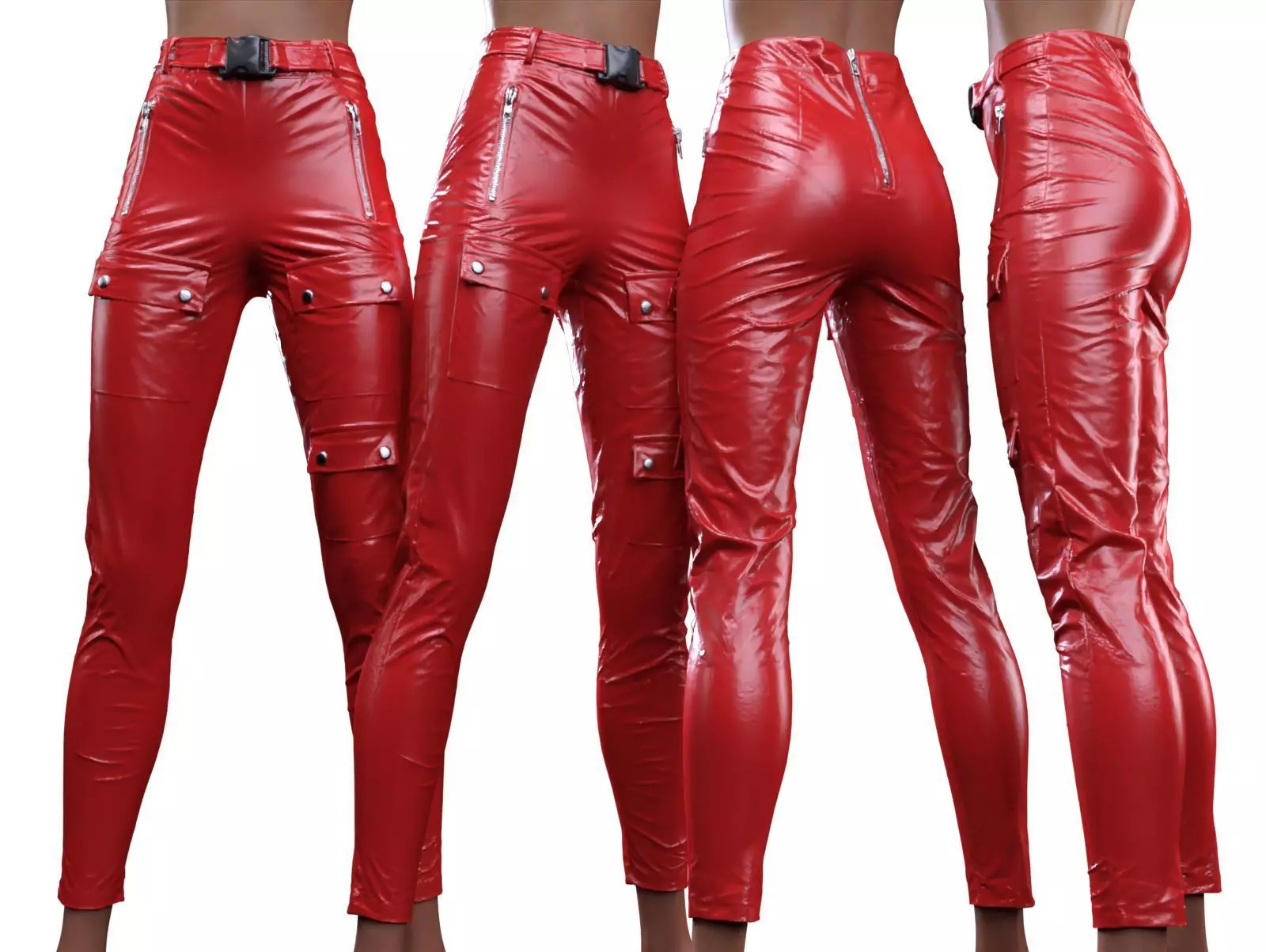 Bags And Zippers Vinyl Trousers 3D model_0