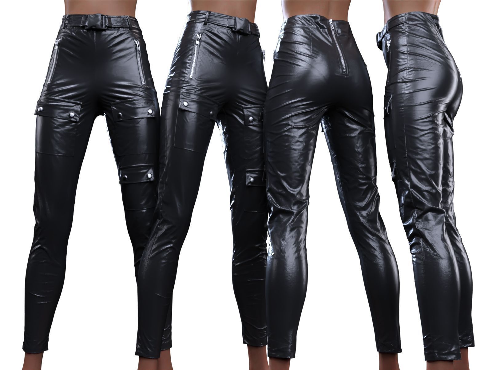 Bags And Zippers Vinyl Trousers 3D model_1