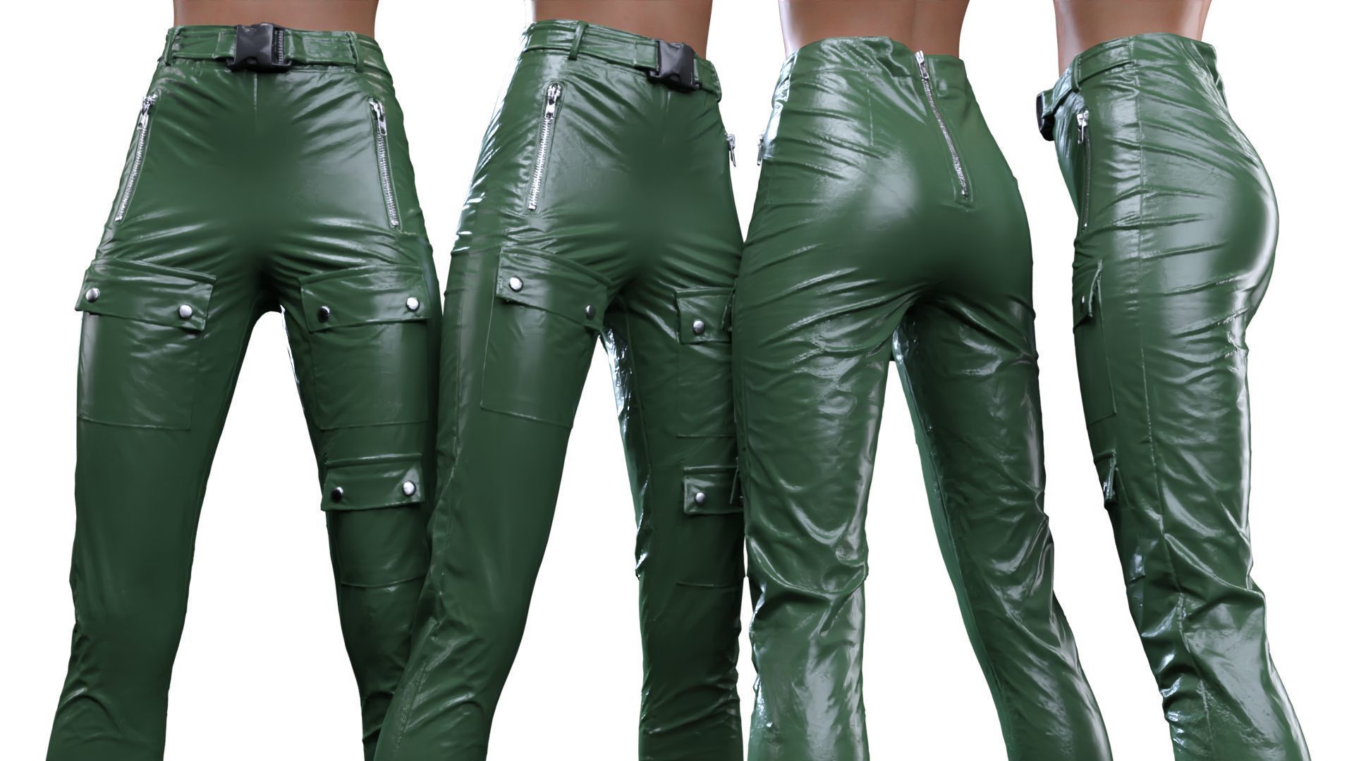 Bags And Zippers Vinyl Trousers 3D model_8