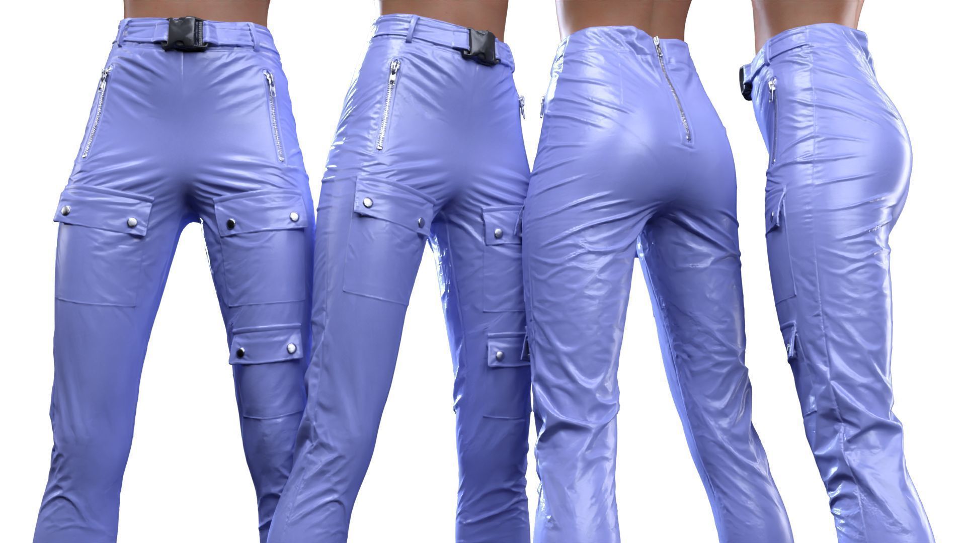Bags And Zippers Vinyl Trousers 3D model_6